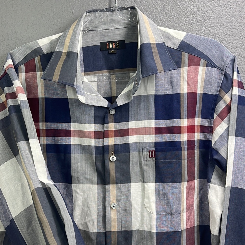 DAKS London checked multicolor  shirt. Made from 100% lightweight cotton.